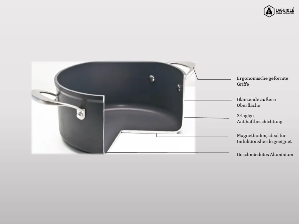 LAGUIOLE Kochtopf 20 Cm Glasdeckel Ausgießer 3,1 Liter Antihaftbeschichtung Induktion Schwarz*00764 4 LAGUIOLE Kochtopf 20 Cm Glasdeckel Ausgießer 3,1 Liter Antihaftbeschichtung Induktion Schwarz*00764 – Bild 4