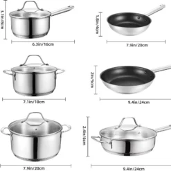 Topf-Set Topfset Induktion 10-teilig Edelstahl Kochtopf Set Mit Glasdeckel Edelstahl 18/10, Unbeschichtet Für Gas, Elektro, Halogen, Induktionsherde -Brutzellust Verkaufsgeschäft 08c2b17ddbcf88ff0df26685d2bd5f92