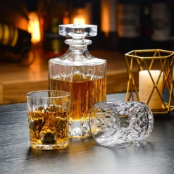 Amisglass Whiskey Karaffe Mit 2 Gläsern, Whiskey Set, 3-teilig, Whisky Dekanter 700ml Und Whisky Gläser 300ml 2 Stück, Kristallgläser & Longdrinkgläser -Brutzellust Verkaufsgeschäft 094239d0ac94b0459afd30e680d29775