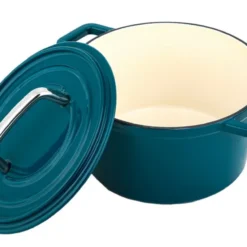 Gusseisen Kochtopf Schmortopf Bräter 14 Cm Ø Petrol CS Kochsysteme ALPEN Emailliert