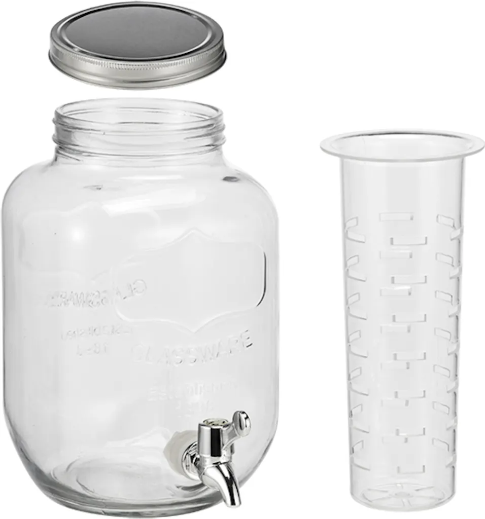 Getränkespender Glas Zapfhahn Fruchteinsatz Wasserspender Saftspender Karaffe 4L 2 Getränkespender Glas Zapfhahn Fruchteinsatz Wasserspender Saftspender Karaffe 4L – Bild 2