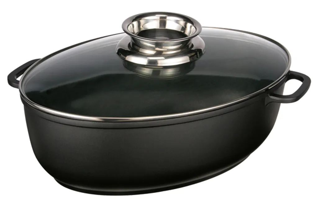 Alu - Guß Bräter Mit Glasdeckel, 8,3 Ltr Antihaftbeschichtet 4 Alu - Guß Bräter Mit Glasdeckel, 8,3 Ltr Antihaftbeschichtet – Bild 4