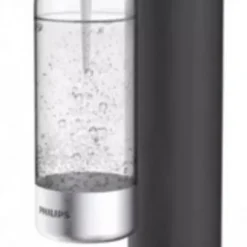 PHILIPS AQUA Soda Maker Wassersprudler + 425 G CO²-Zylinder + 1 PET-Flasche 1 Liter, Schwarz