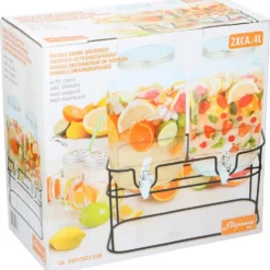 Cuisine Elegance Getränkespender Mit Ständer 2 X 4 Liter - Cocktails, Wasserspender, Saftspender, Karaffe, Glas Zapfhahn - Transparent/Schwarz 10 Cuisine Elegance Getränkespender Mit Ständer 2 X 4 Liter - Cocktails, Wasserspender, Saftspender, Karaffe, Glas Zapfhahn - Transparent/Schwarz -Brutzellust Verkaufsgeschäft 177832d4ecdc3d641f441827c8b6aebb