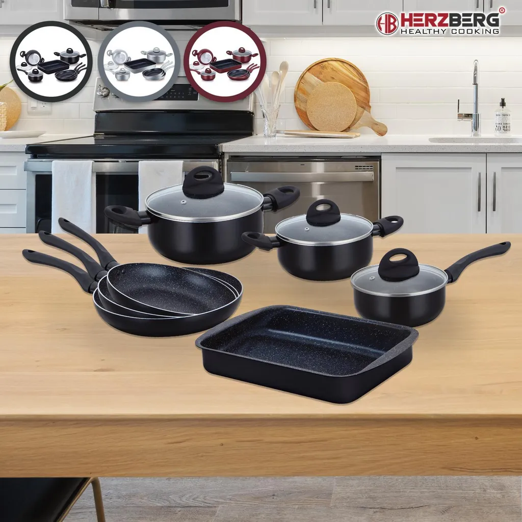 Herzberg HG-5003BK: 8-Teiliges Marmor-Kochgeschirr-Set - Schwarz 13 Herzberg HG-5003BK: 8-Teiliges Marmor-Kochgeschirr-Set - Schwarz – Bild 13
