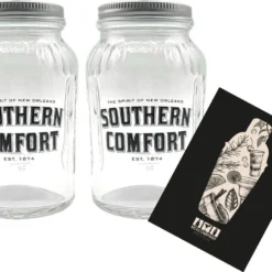 Southern Comfort 2er Set Lynchburg 2x Glas Gläser MIT DECKEL Bar Cocktail / Marmeladenglas
