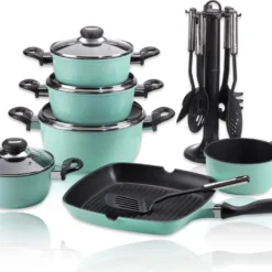 Karl Krüger 17/M Aluguss Koch-Topfset Topf 17tlg. Küchenhelfer Mint