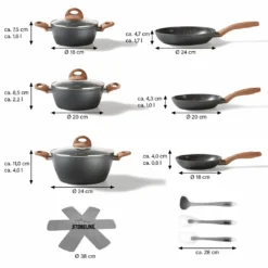 STONELINE® Back To Nature Kochgeschirr-Set, 14-tlg., Keramik-Beschichtung, Mit Glasdeckeln -Brutzellust Verkaufsgeschäft 29d655f0823e39a20edcd72a4b2b447e