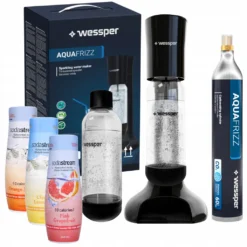 Wessper Saturator Set Mit Sodastream Zero-Sirupen | Water Saturator | Zero-Sirupen | Water Carbonation Kit Schwarz