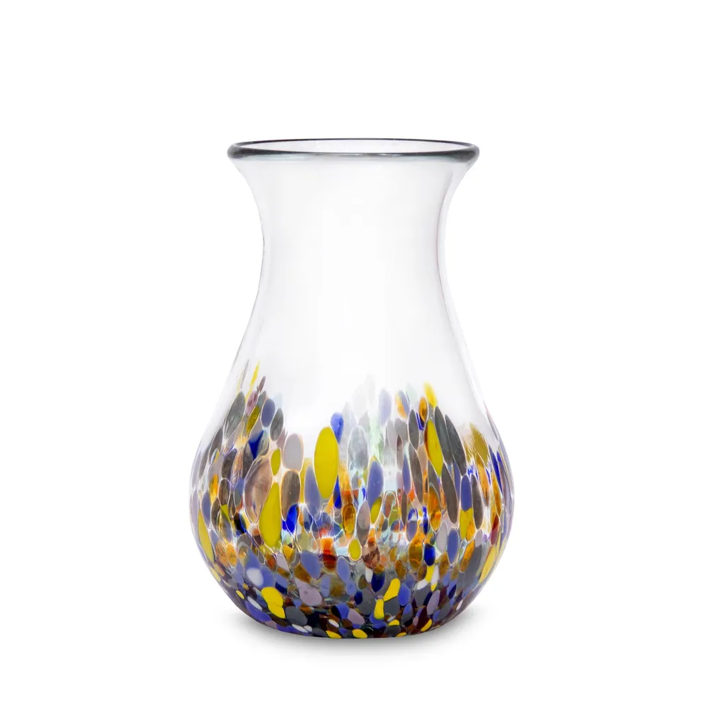 Dekovase Konfetti, Blumenvase Konfetti, Handgemachte Vase Konfetti, Karaffe Mundgeblasen 1 Dekovase Konfetti, Blumenvase Konfetti, Handgemachte Vase Konfetti, Karaffe Mundgeblasen