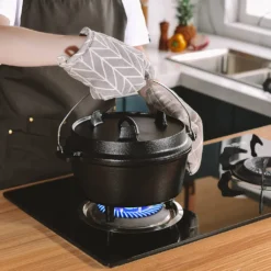 Velaze Topf-Sets, Feuertopf Aus Gusseisen Mit Füßen & Deckel, Topf Mit Henkel, Gusstopf Mit Deckelheber, Bräter Für Camping, Garten, 3.5L/1L -Brutzellust Verkaufsgeschäft 2c0f9bec83deb9b4b2b62b30aff53aaf