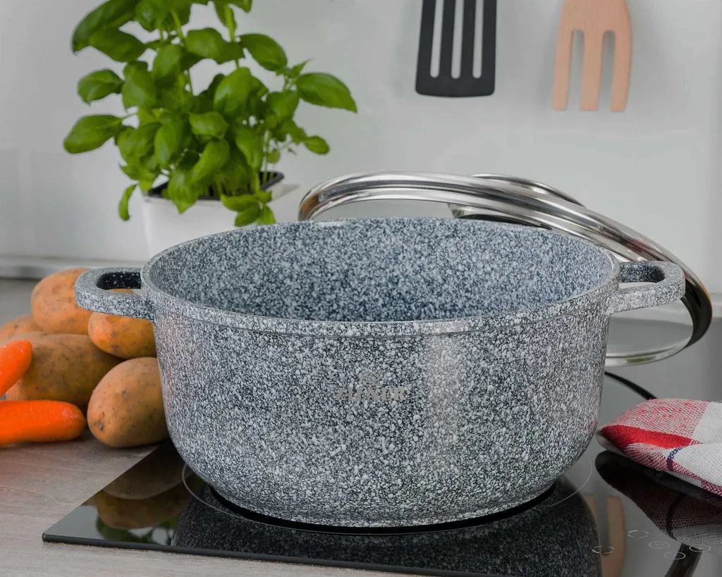 Graue Töpfe Und Kasserolle Mit Marmorbeschichtung 11 Graue Töpfe Und Kasserolle Mit Marmorbeschichtung – Bild 11