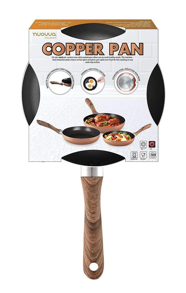 Nuovva Kupfer Bratpfanne - Keramische Antihaftbeschichtung - Holzgriff Bratpfanne - Ø 24 Cm Induktion - PTFE-frei 5 Nuovva Kupfer Bratpfanne - Keramische Antihaftbeschichtung - Holzgriff Bratpfanne - Ø 24 Cm Induktion - PTFE-frei – Bild 5