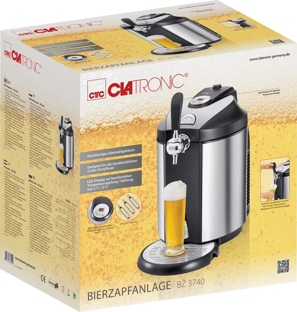 Clatronic Bierzapfanlage BZ 3740 Mit Edelstahlgehäuse Für Partyfässer 8 Clatronic Bierzapfanlage BZ 3740 Mit Edelstahlgehäuse Für Partyfässer – Bild 8
