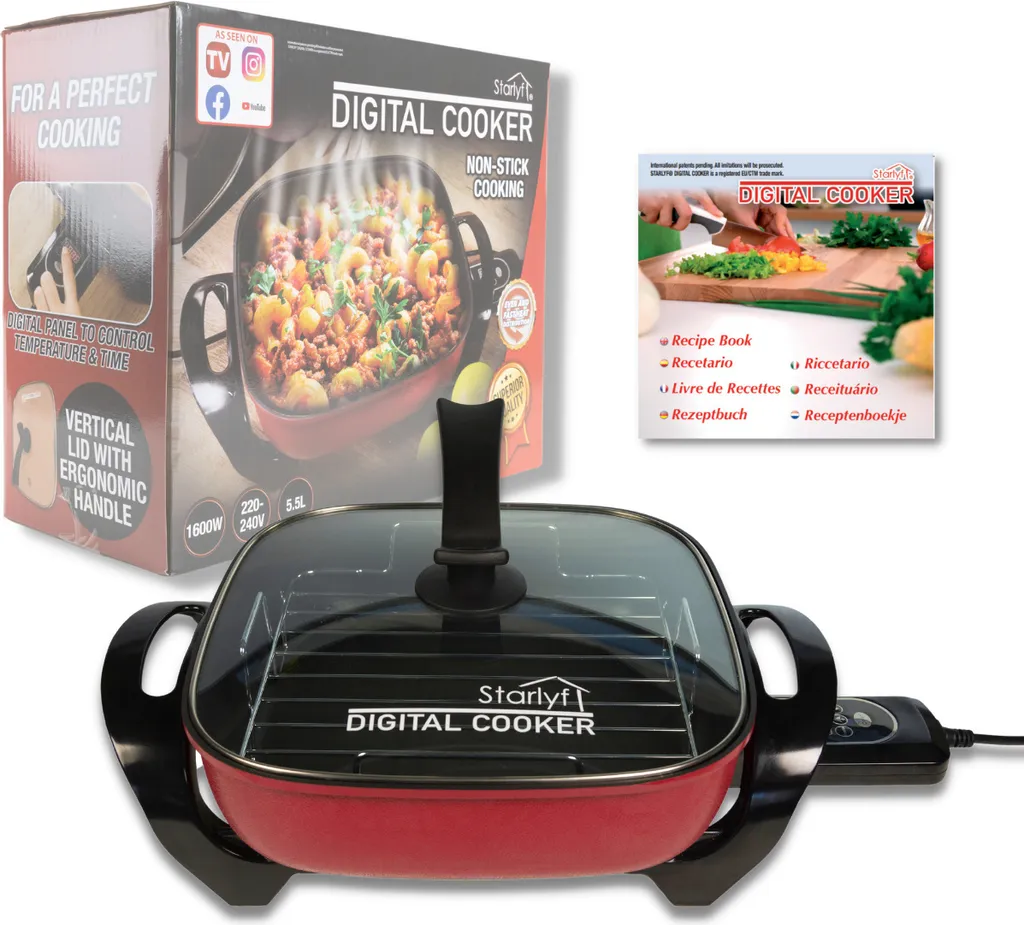 Starlyf®Digital Cooker - XXL Elektrische Bratpfanne Mit Digitalem Thermostat Und Temperaturanzeige, 1600 Watt, 5,5 Liter Fassungsvermögen, Partypfanne - Aus Der TV Werbung 1 Starlyf®Digital Cooker - XXL Elektrische Bratpfanne Mit Digitalem Thermostat Und Temperaturanzeige, 1600 Watt, 5,5 Liter Fassungsvermögen, Partypfanne - Aus Der TV Werbung