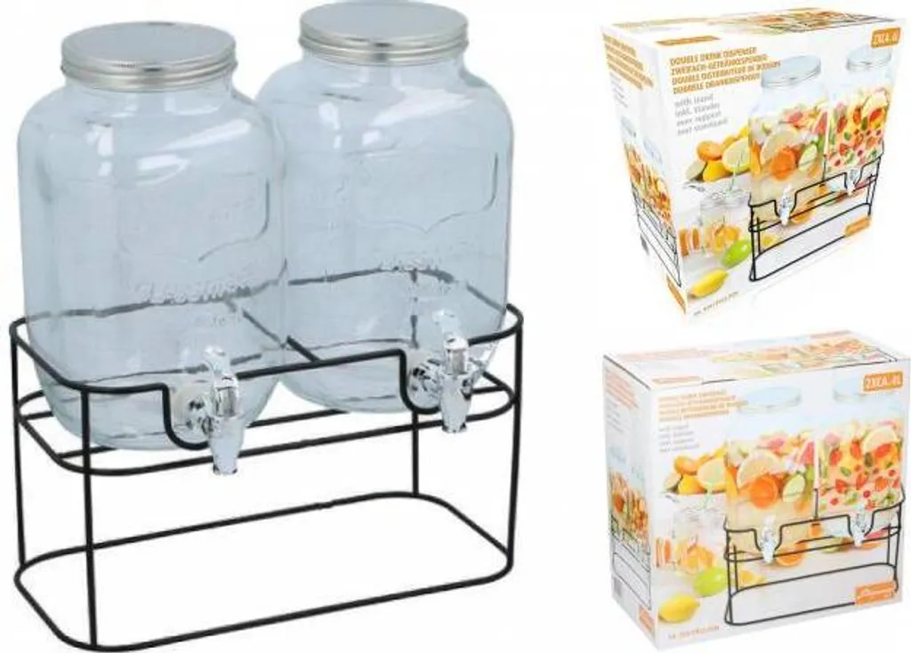 Cuisine Elegance Getränkespender Mit Ständer 2 X 4 Liter - Cocktails, Wasserspender, Saftspender, Karaffe, Glas Zapfhahn - Transparent/Schwarz 5 Cuisine Elegance Getränkespender Mit Ständer 2 X 4 Liter - Cocktails, Wasserspender, Saftspender, Karaffe, Glas Zapfhahn - Transparent/Schwarz – Bild 5