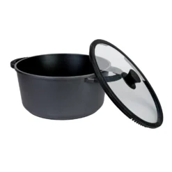 AXENTIA Aluguss Kochtopf Blackline Ø 28 Cm Mit ILAG-Antihaft-Beschichtung, Deckel Aus Glas Mit Silikon-Stoßrand Und Nudelsieb-Ersatz, Alle Herdarten -Brutzellust Verkaufsgeschäft 45f36788677daad53b08dbf53a47bc32