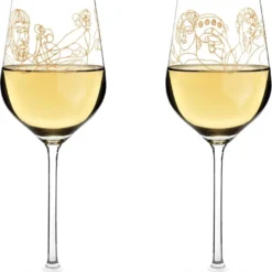 Ritzenhoff Wein-Ensemble Weißweinglas-Set Burkhard Neie, Dionysos & Ariadne / Zeus & Leto, Kristallglas, 364 Ml, 3410001