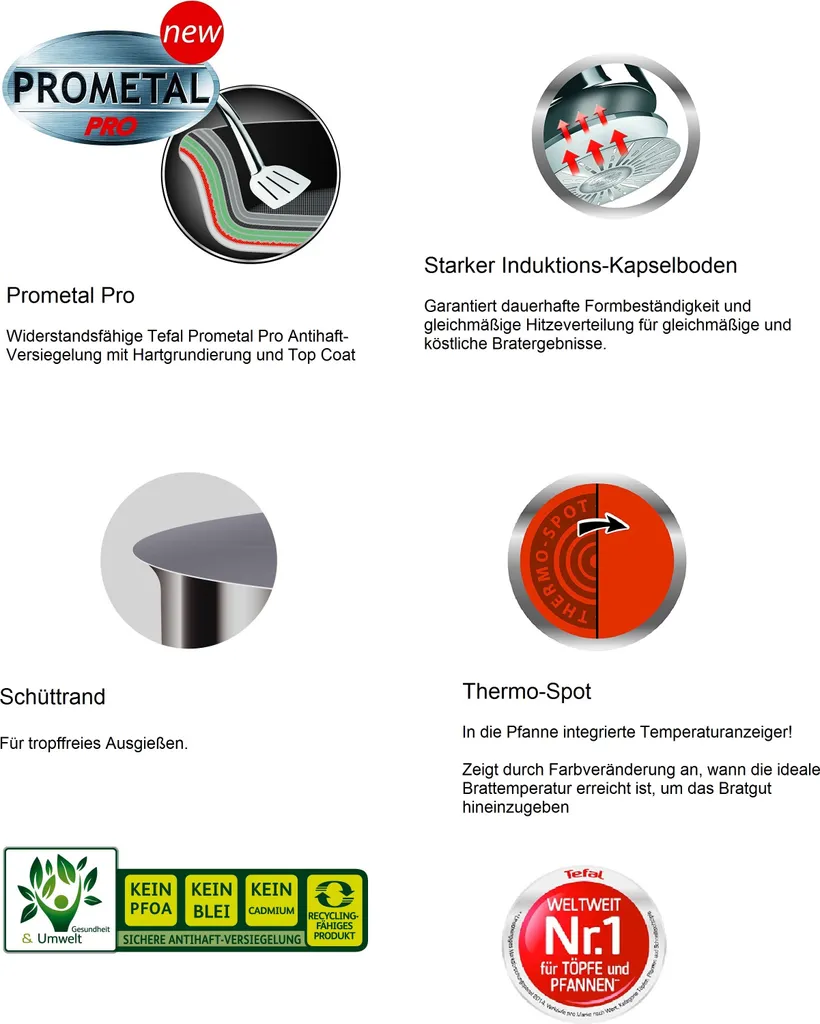 Tefal H80505, Rund, Allzweckpfanne, Edelstahl, Edelstahl, Jamie Oliver, 210 °C 3 Tefal H80505, Rund, Allzweckpfanne, Edelstahl, Edelstahl, Jamie Oliver, 210 °C – Bild 3