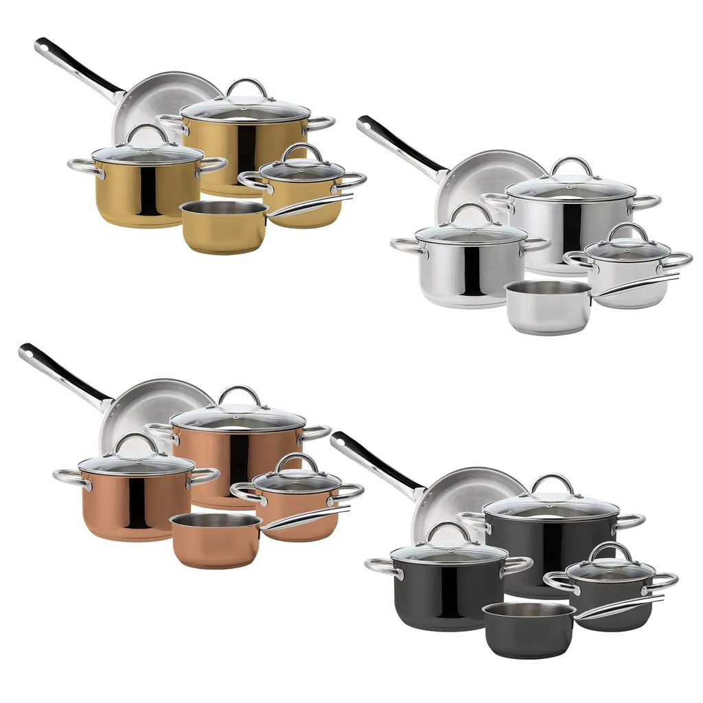 ECHTWERK Kochtopf-Set 8tlg Aus Edelstahl, , Farbe:Schwarz 1 ECHTWERK Kochtopf-Set 8tlg Aus Edelstahl, , Farbe:Schwarz