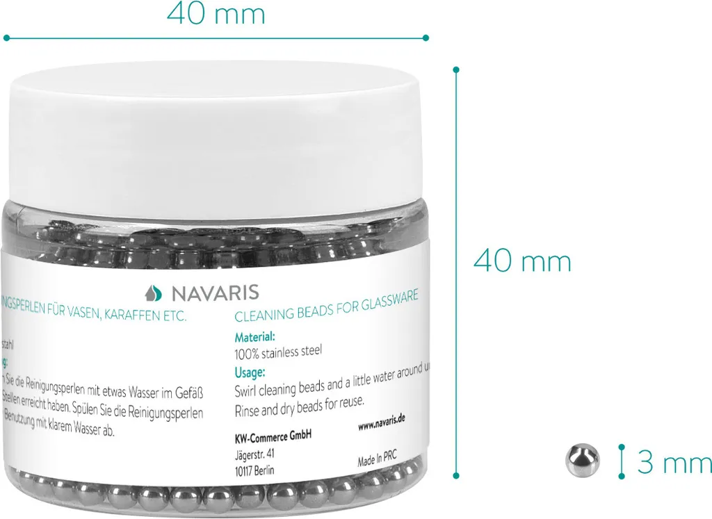 Navaris Reinigungsperlen Aus Edelstahl Für Karaffen Flaschen - 1.000 Reinigungskugeln Set - Kugeln Für Dekanter Vase Glas Glaskaraffe Wasserkaraffe Reinigen 2 Navaris Reinigungsperlen Aus Edelstahl Für Karaffen Flaschen - 1.000 Reinigungskugeln Set - Kugeln Für Dekanter Vase Glas Glaskaraffe Wasserkaraffe Reinigen – Bild 2