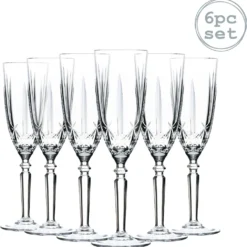 RCR Kristall Orchestra Cut Glas Champagner-Flöten-Gläser Set - 200ml - Packung Mit 6