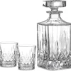 Amisglass Whiskey Karaffe Mit 2 Gläsern, Whiskey Set, 3-teilig, Whisky Dekanter 700ml Und Whisky Gläser 300ml 2 Stück, Kristallgläser & Longdrinkgläser