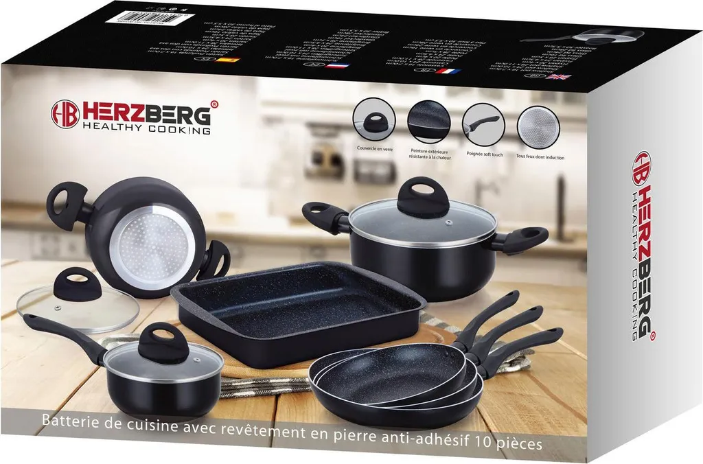 Herzberg HG-5003BK: 8-Teiliges Marmor-Kochgeschirr-Set - Schwarz 14 Herzberg HG-5003BK: 8-Teiliges Marmor-Kochgeschirr-Set - Schwarz – Bild 14