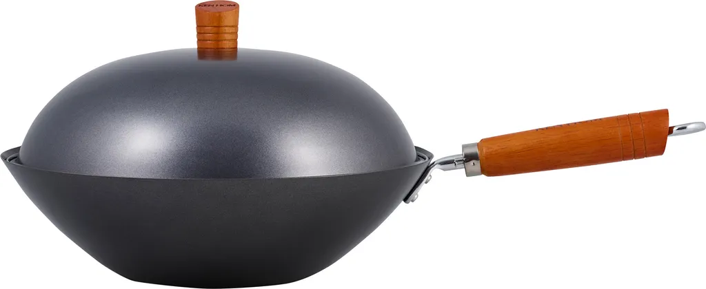 Ken Home Wokpfanne Kohlenstoffstahl Mit Holzgriff Set Mit Praktischer Antihaftbeschichtung Schwarz-braun One Size 4 Ken Home Wokpfanne Kohlenstoffstahl Mit Holzgriff Set Mit Praktischer Antihaftbeschichtung Schwarz-braun One Size – Bild 4