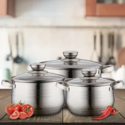 Maison & Kitchen - Kochtopfset - Pfannenset 13-teilig - Edelstahl - Kochgeschirr Set Mit Glasdeckel - Induktionsgeeignet - Stielpfanne / Bratpfanne - PFAS-frei -Brutzellust Verkaufsgeschäft 5833c5c621682f1aeddeb7c39147ffba