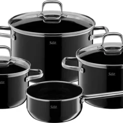 Silit Elegance Line Topfset Induktion, 4-teilig, Silargan Funktionskeramik, Töpfe Glasdeckel, Induktionstöpfe, Backofengeeignet