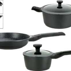 GSW Kochtopf-Set EASY CLICK 5-tlg., 167987, Aluminium, Ca. 2,4 L / Ca. 1,4 L / Ca. 1,8 L