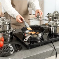 Maison & Kitchen - Kochtopfset - Pfannenset 13-teilig - Edelstahl - Kochgeschirr Set Mit Glasdeckel - Induktionsgeeignet - Stielpfanne / Bratpfanne - PFAS-frei -Brutzellust Verkaufsgeschäft 669d097f10b0427f13ceea0ea8ddb1d8