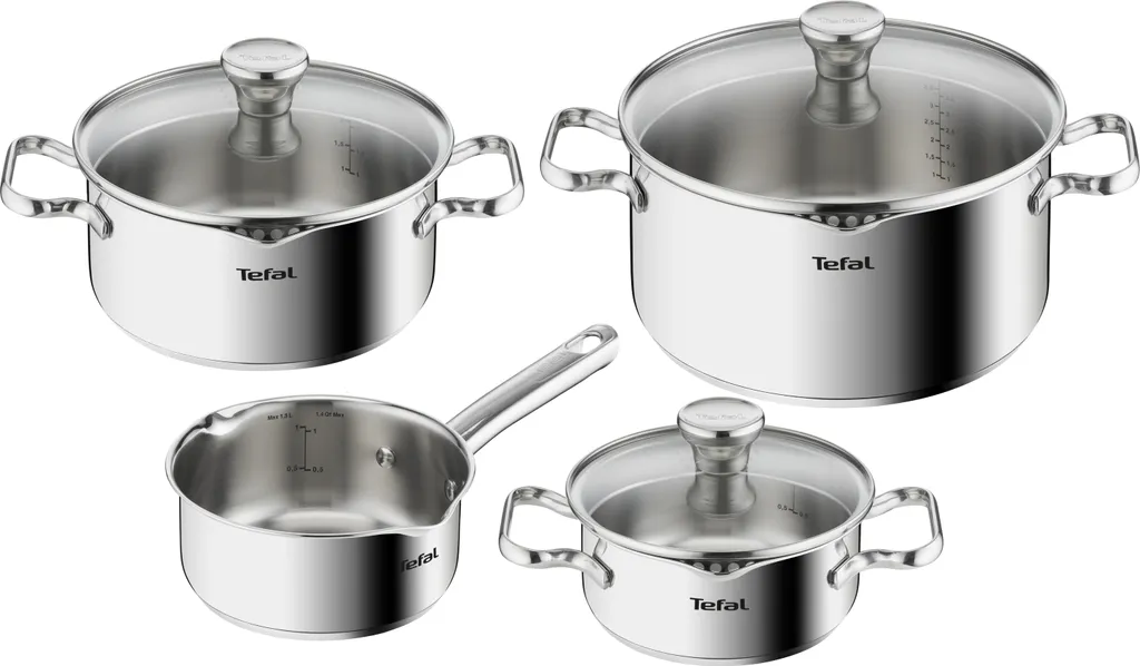 Tefal Duetto Kochgeschirr, 7-Teiliges Set, Stielkasserolle 16 Cm, Kochtöpfe 16/20/24 Cm + Deckel 1 Tefal Duetto Kochgeschirr, 7-Teiliges Set, Stielkasserolle 16 Cm, Kochtöpfe 16/20/24 Cm + Deckel