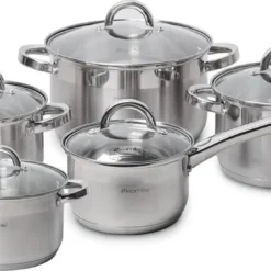 Topfset Edelstahl 10-tlg. Kochtöpfe Set Töpfe Induktion Töpfset Kochtopfset