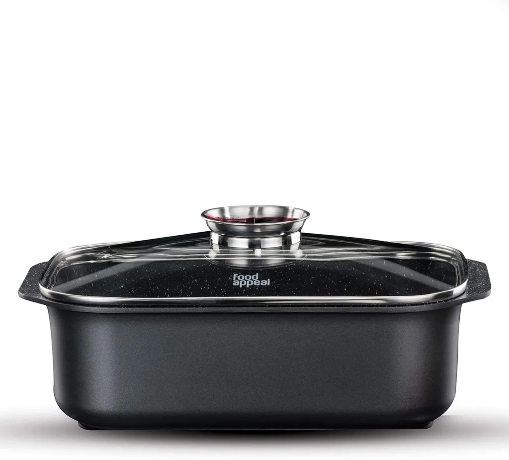 Food Appeal Black Marble Kasserolle, Kochtopf, Röster Mit Aromatischem Glasdeckel, Anti-haft Beschichtung | Schwarzes Marmor Design | Für Gasherd, Induktionsherd, Keramikherd Und Elektroherd 1 Food Appeal Black Marble Kasserolle, Kochtopf, Röster Mit Aromatischem Glasdeckel, Anti-haft Beschichtung | Schwarzes Marmor Design | Für Gasherd, Induktionsherd, Keramikherd Und Elektroherd