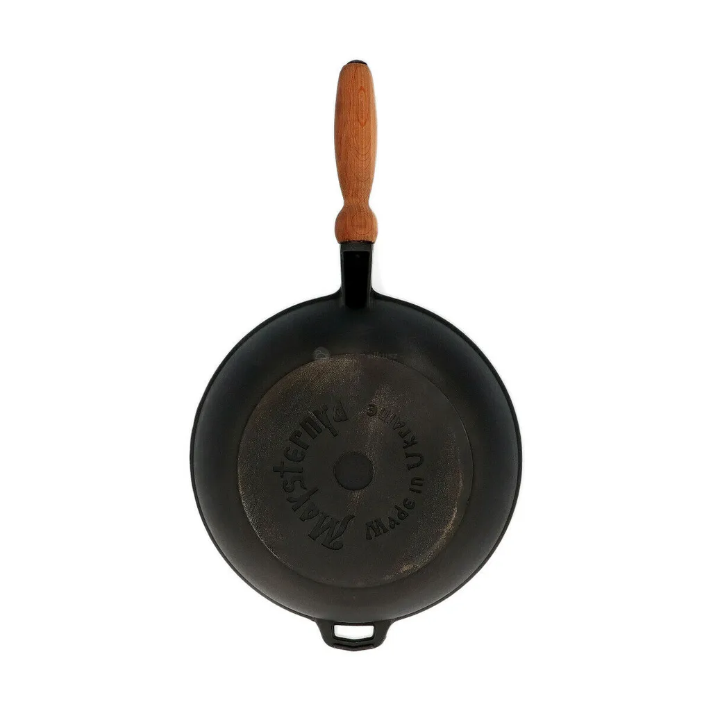 Gusseisenpfanne - Bratpfanne - Tiefe Pfanne Mit Holzgriff - Maysternya - 28 Cm 3 Gusseisenpfanne - Bratpfanne - Tiefe Pfanne Mit Holzgriff - Maysternya - 28 Cm – Bild 3