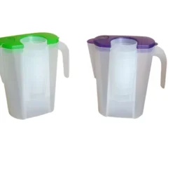 Saftkrug Mit 4 Trinkbechern Pendel-Ausguss Karaffe Mit Deckel Saftkanne, Farbe:gelb