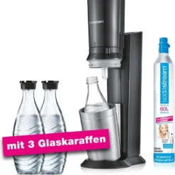 SodaStream Crystal 2.0 Vorteilspack Wassersprudler, Titan, Mit 3 Karaffen