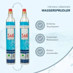2 X CO2 Reserve-Zylinder Für 425g | 60l Sprudel-Wasser - Kohlensäure Nachfüll-Flasche Kompatibel Mit Soda Wasser-Sprudler -Brutzellust Verkaufsgeschäft 83286dee4751e9155ee7b0a71c04172e