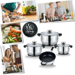 TopfSet Induktion 7-Teilig Edelstahl Alle Herdarten Töpfe Kochtopf Pfannen Set Schwarz -Brutzellust Verkaufsgeschäft 85dbfbbd0ed21f2d943724137c6fc89c