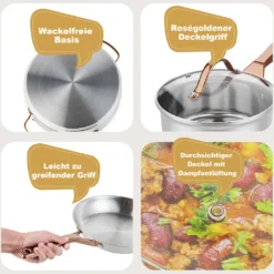 COSTWAY 11-teiliges Topf- & Pfannenset, Kochgeschirr-Set Aus Edelstahl, Kochset Mit Glasdeckel, Ofensicher Bis 200℃ Für Induktions-, Gas-, Elektroherd, Kochtopf Set Rostfrei & Beschichtet -Brutzellust Verkaufsgeschäft 8e3782c54be0b491f3e1efa4e2726abc