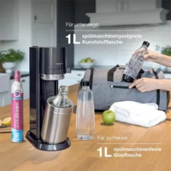 SodaStream Wassersprudler Titan Ohne CO2-Zylinder, 1x 1L Glasflasche Und 1x 1L Kunststoff-Flasche 11 SodaStream Wassersprudler Titan Ohne CO2-Zylinder, 1x 1L Glasflasche Und 1x 1L Kunststoff-Flasche -Brutzellust Verkaufsgeschäft 8ed97093fe7244a4be87e516eb4a1d24