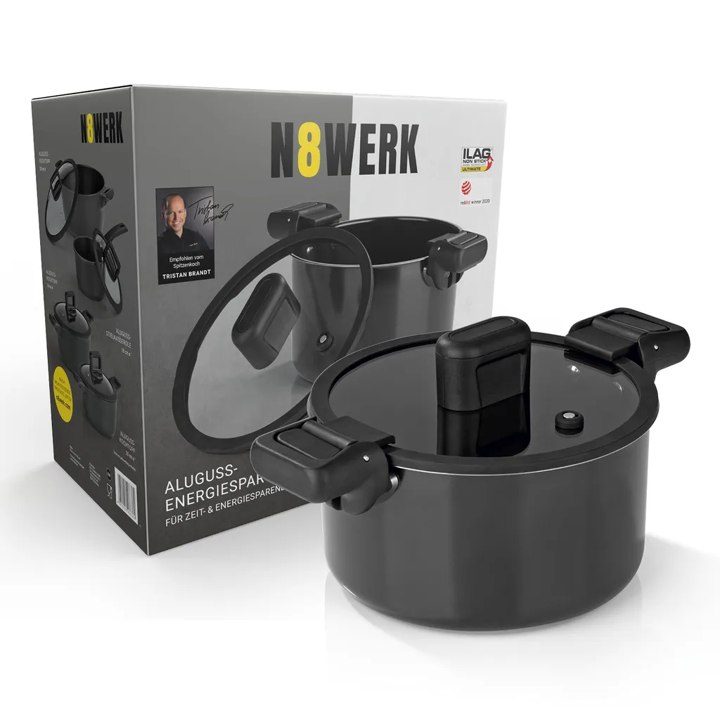 N8WERK Aluguss-Energiespartopf Kochtopf Topf Energiespartopf Aluguss 5,8 L Induktion Deckel Suppentopf Ø 24 Cm 7 N8WERK Aluguss-Energiespartopf Kochtopf Topf Energiespartopf Aluguss 5,8 L Induktion Deckel Suppentopf Ø 24 Cm – Bild 7