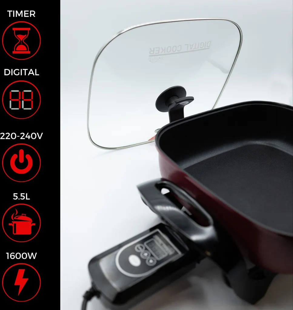 Starlyf®Digital Cooker - XXL Elektrische Bratpfanne Mit Digitalem Thermostat Und Temperaturanzeige, 1600 Watt, 5,5 Liter Fassungsvermögen, Partypfanne - Aus Der TV Werbung 4 Starlyf®Digital Cooker - XXL Elektrische Bratpfanne Mit Digitalem Thermostat Und Temperaturanzeige, 1600 Watt, 5,5 Liter Fassungsvermögen, Partypfanne - Aus Der TV Werbung – Bild 4