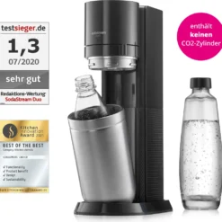 SodaStream Wassersprudler Titan Ohne CO2-Zylinder, 1x 1L Glasflasche Und 1x 1L Kunststoff-Flasche