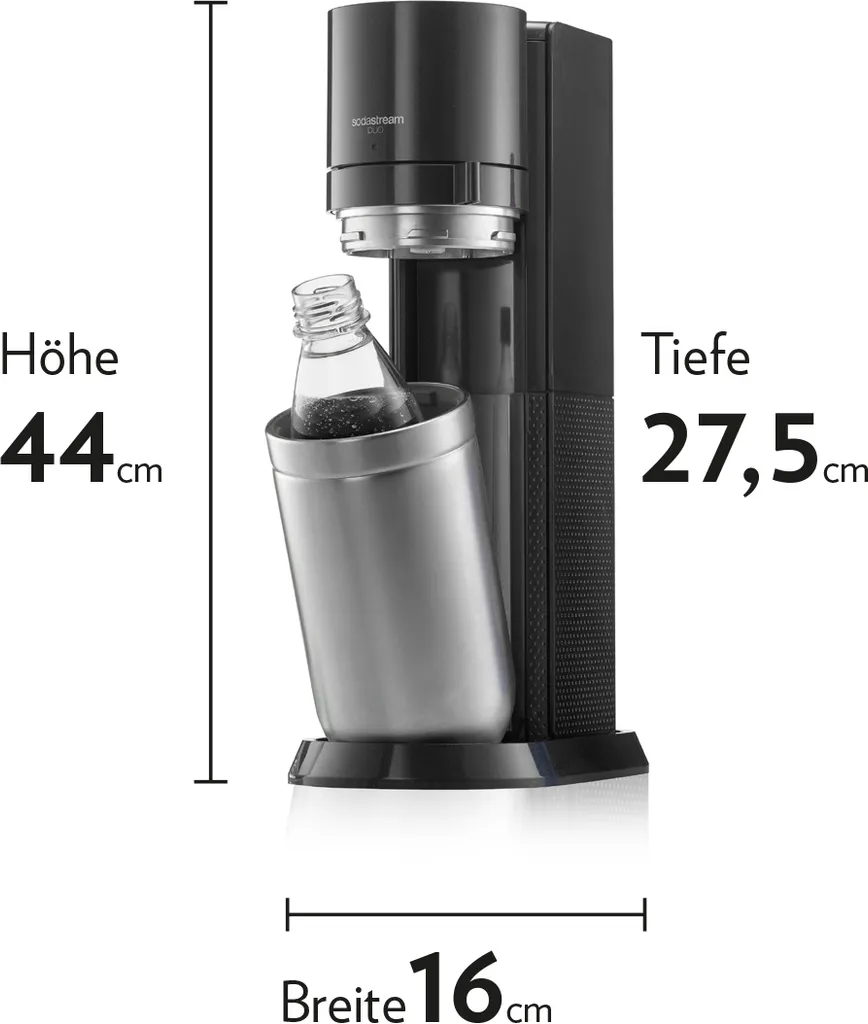 SodaStream DuoTitan Trinkwassersprudler, Inkl. 1x 1 Liter Glasflasche, 1x 1 Liter PET, 1 X Quick Connect Zylinder 4 SodaStream DuoTitan Trinkwassersprudler, Inkl. 1x 1 Liter Glasflasche, 1x 1 Liter PET, 1 X Quick Connect Zylinder – Bild 4