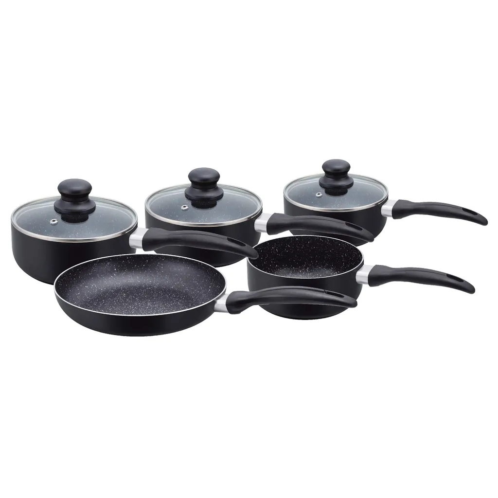 Herzberg HG-5003BK: 8-Teiliges Marmor-Kochgeschirr-Set - Schwarz 1 Herzberg HG-5003BK: 8-Teiliges Marmor-Kochgeschirr-Set - Schwarz