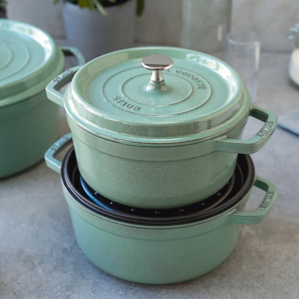 STAUB Cocotte Rund 28 Cm Salbei 6 STAUB Cocotte Rund 28 Cm Salbei – Bild 6