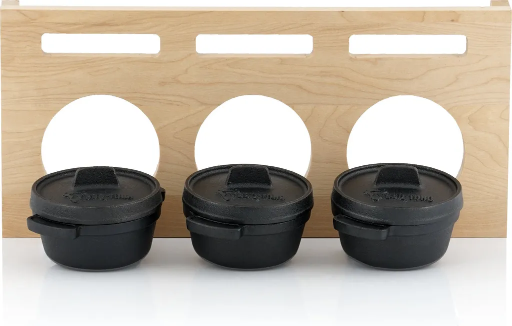 BBQ-Toro Mini Dutch Oven Set Mit Holzunterlage | 3 X Ø 11 Cm | Gusseisen Töpfe 6 BBQ-Toro Mini Dutch Oven Set Mit Holzunterlage | 3 X Ø 11 Cm | Gusseisen Töpfe – Bild 6
